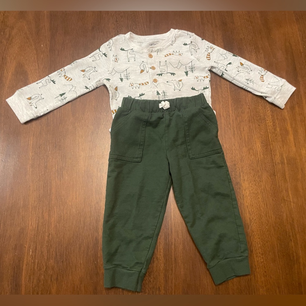 Carter’s Baby Waffle-Knit Forest Animal Gray/Cream -18 M